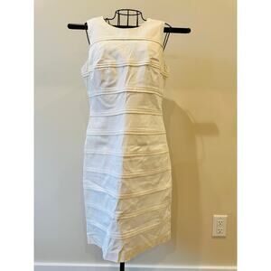 Calvin Klein Ivory Pencil Sheath Dress Size 6 Sleeveless Career Knee Length
